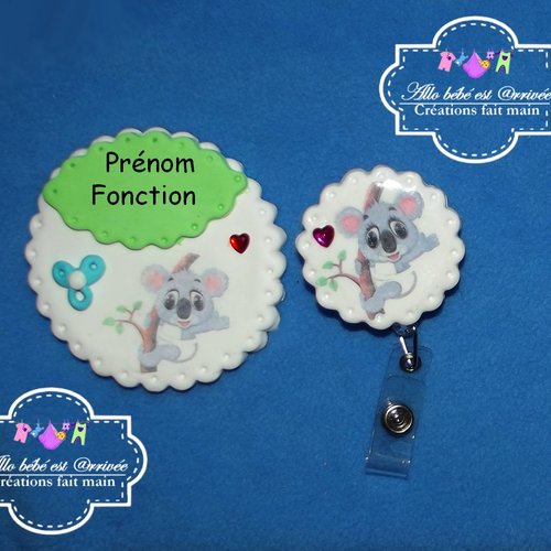 Badge et porte ciseaux bébé koala