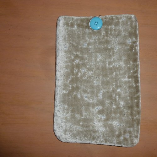 Housse/pochette/étui pour livre, tablette,liseuse,  en tissu d'ameublement  gris marbré doublé coton assorti gris