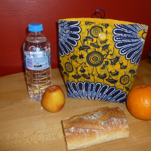 Paniere ou lunch bag (p- m  )  orange à fleurs