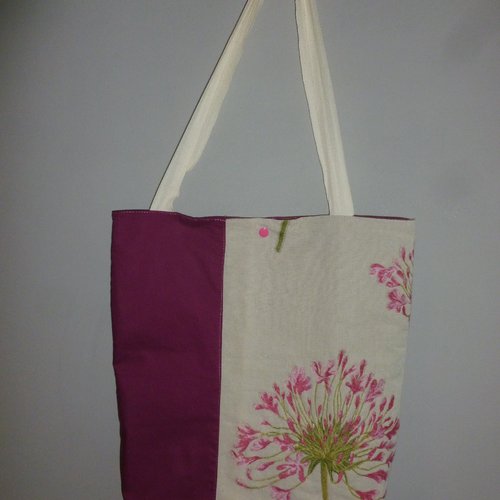Grand sac  rectangulaire (tissu à fleurs) fuchsia