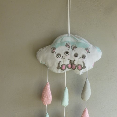 Guirlande  ,nuage  pour chambre de bébé(panda)(etoile)