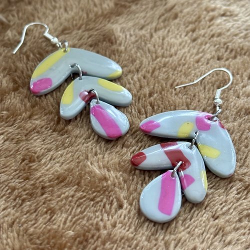 Boucles d’oreilles « trinity » en pâte polymère fait-main