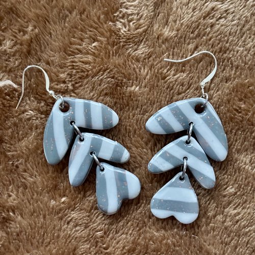 Boucles d’oreilles « trinity » en pâte polymère fait-main