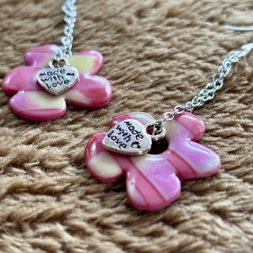 Boucles d’oreilles « flora » en pâte polymère fait-main