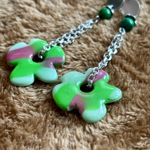 Boucles d’oreilles « flora » en pâte polymère fait-main