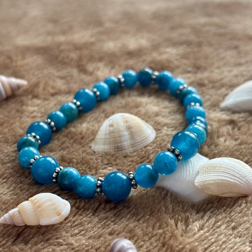 Bracelet en perles naturelles d’apatite 6 et 8mm