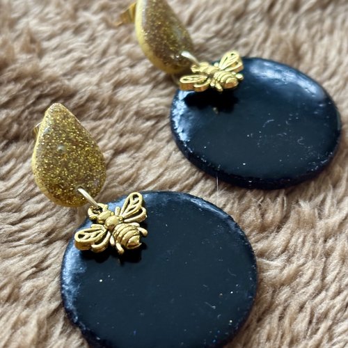 Boucles d’oreilles « misty » en pâte polymère fait-main