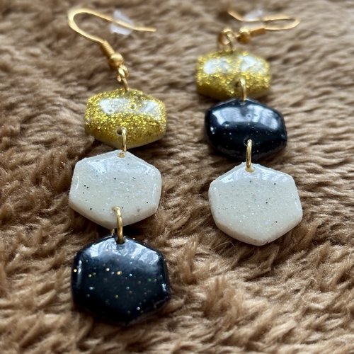 Boucles d’oreilles « asymétrie » en pâte polymère fait-main