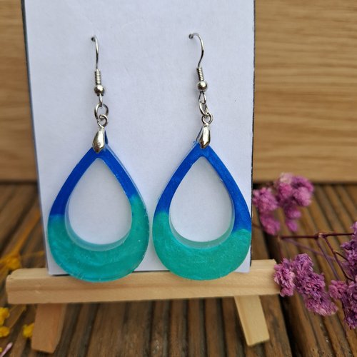 Vague marine – boucles d’oreilles dégradé bleu & vert
