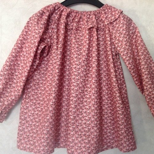 Blouse fleurie façon liberty vieux rose du 2 au 12 ans