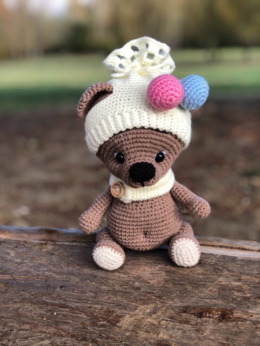 Marron ours crochet, cadeau personnalisé, peluche amigurumi, poupée au