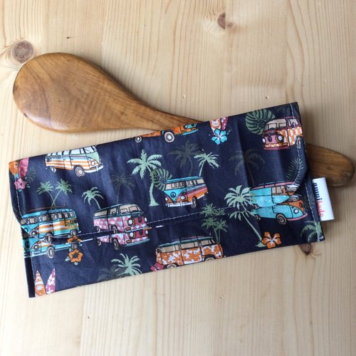 Pochette pour serviette de table "vans et surf"