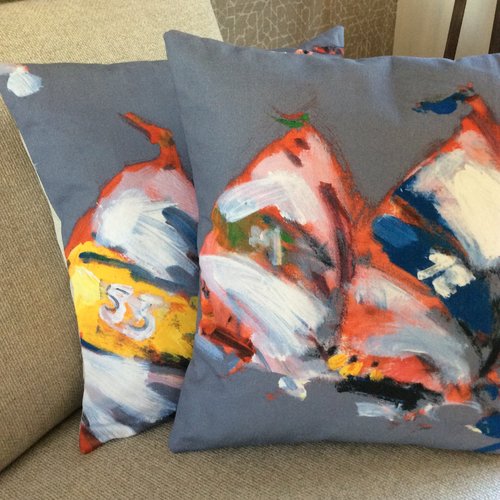 Housse de coussin motifs voiliers