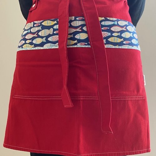 Tablier bas forme bistrot - modèle poissons