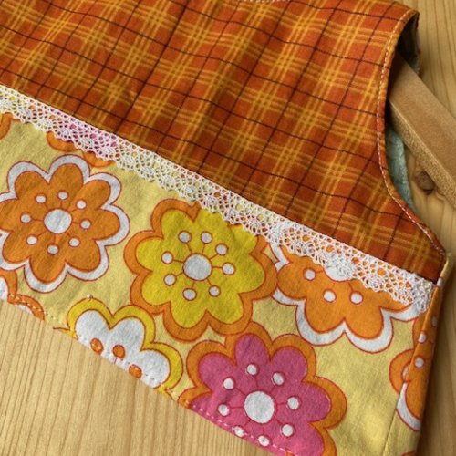 Bavoir tablier vintage bb écossais orange