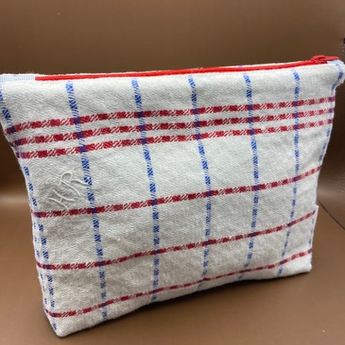 Trousse de toilette vintage tissu upcyclé