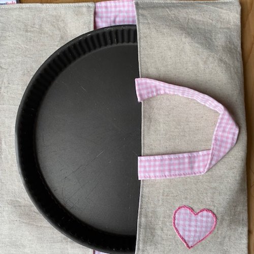 Sac à tarte - modèle "coeur vichy rose"