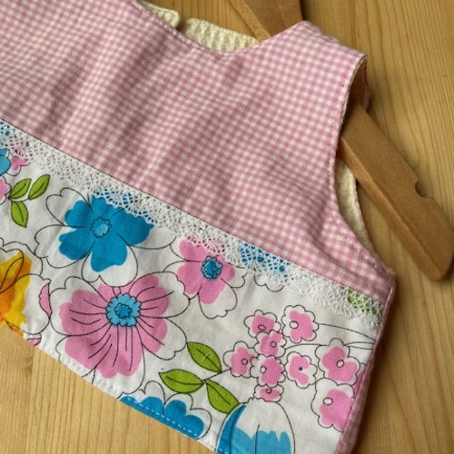 Bavoir tablier vintage bb vichy rose