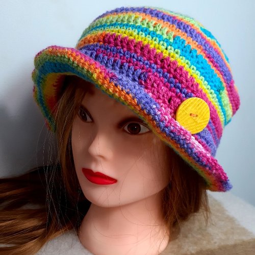 Chapeau femme hippie multicolore grande taille
