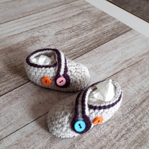 Chaussons chaussures bebe crochetes main