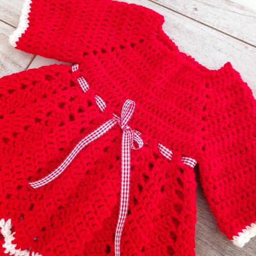 Robe rouge bebe crochetée main