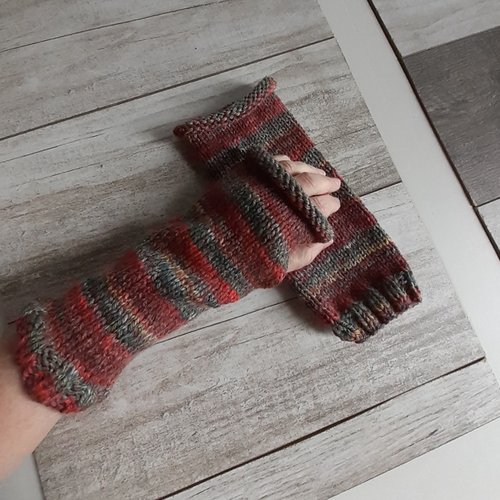 Mitaines longues boheme tricotees main
