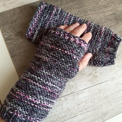 Mitaines longues femme boheme tricotees main