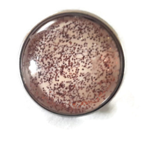 Bouton pression snap 18mm beige à paillettes marrons