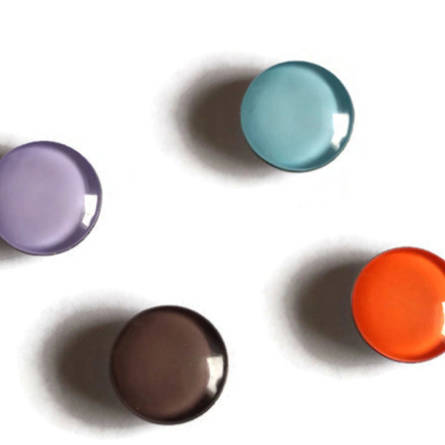 Bouton pression snap 18mm lot de 4 boutons: bleu, marron, orange et mauve
