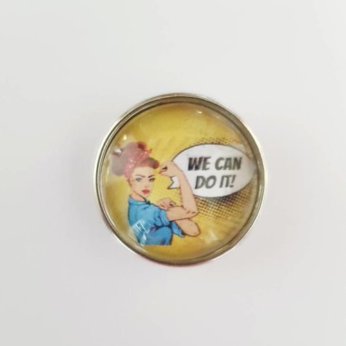 Bouton pression snap 18mm femme "we can do it" style vintage