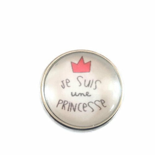 Bouton pression snap 18mm je suis une princesse