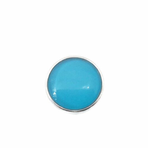 Bouton pression à cabochon de verre  18mm à motifs abstraits bleu turquoise.