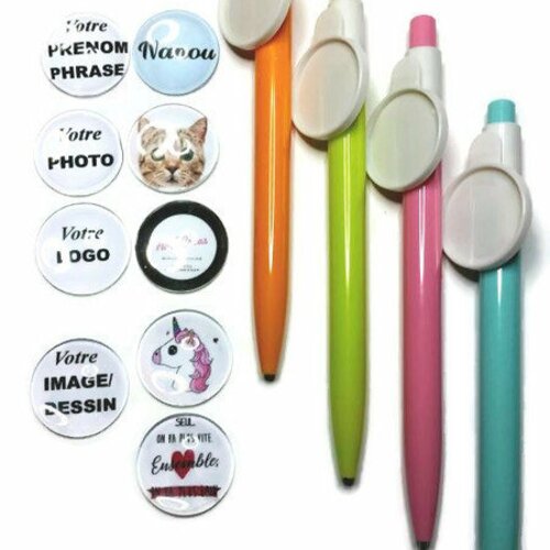 Crayon / stylo bille personnalisable avec votre photo, image, logo, écriture ou autre à cabochon de verre.