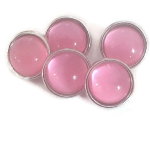 Paire de boutons snap  pression 12mm mini à cabochon de verre de couleur rose