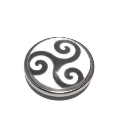 Bouton pression snap  à cabochon de verre de 18mm triskel breton