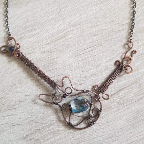 Collier guitare en cuivre, collier musicale