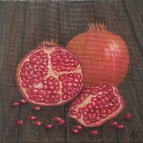 Peinture à l'huile nature morte, peinture originale grenades