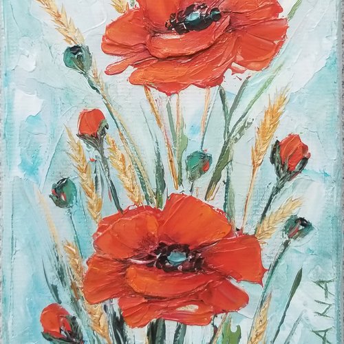 Mini tableau peinture coquelicots