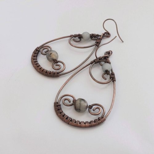 Boucles d'oreilles rustiques gouttes cuivre
