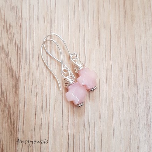 Boucles d'oreilles quartz rose