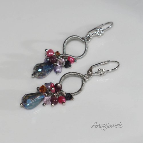 Boucles d'oreilles brilalntes perles de verre