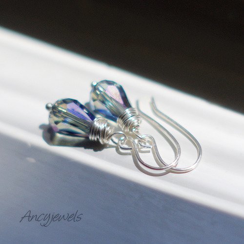 Boucles d'oreilles perles de verre bleues