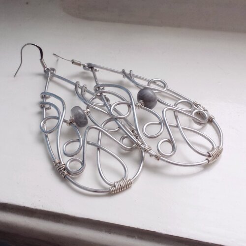 Boucles d'oreilles gouttes avec labradorite