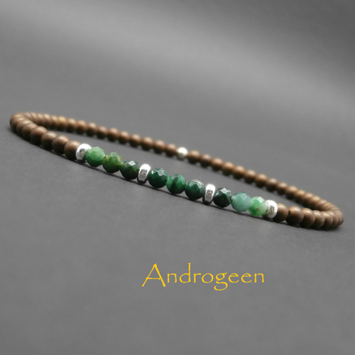 Bracelet ultra fin, minimaliste, pierres gemmes, jade africain, hématite cuivrée mate, perles en argent sterling ø3 mm r227
