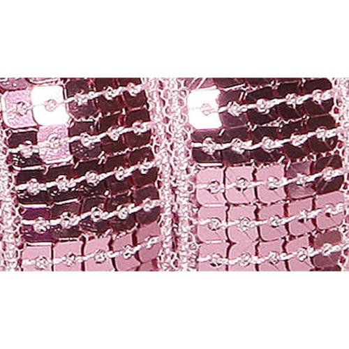 Morceau de 41cm : galon paillettes sequins carrés 5 rangs 22 mm - rose clair n°74 