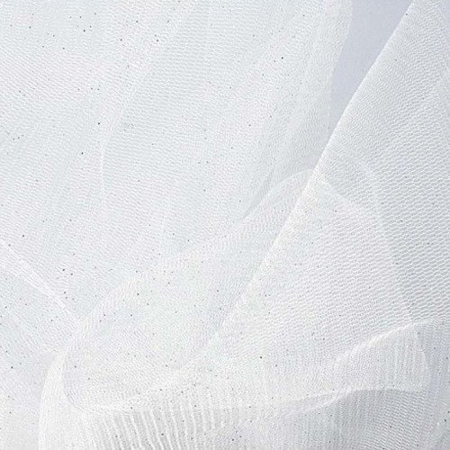 Tulle souple blanc 01 à paillettes argentées 100 % nylon - laize 150cm / 1 m