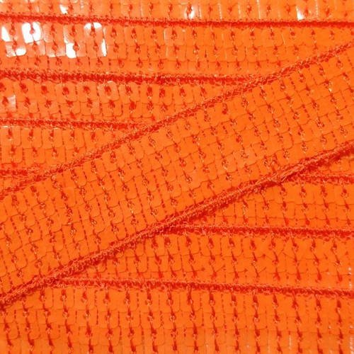 2nd choix : morceau de 3.23m galon paillettes sequins carrés 5 rangs 22 mm - fluo orange n°203 