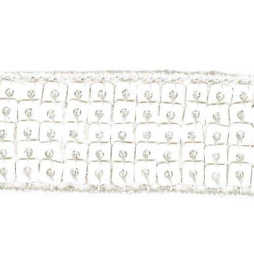 Galon paillettes sequins carrés 5 rangs 22 mm - 01 blanc / 1 m