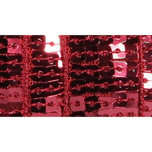 Galon paillettes sequins carrés 11 rangs 40 mm - 98 rouge foncé / 1 m