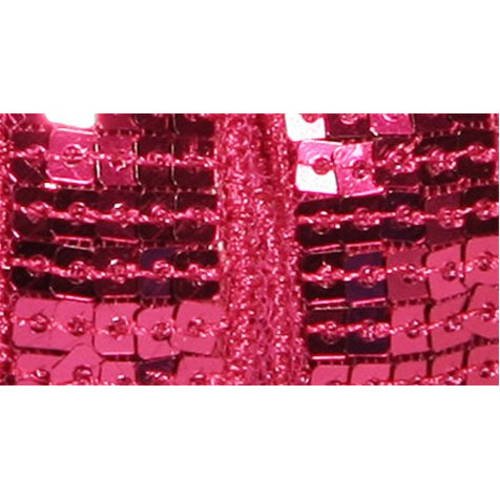 Galon paillettes sequins carrés 2 rangs 10 mm - 73 rose fuchsia / 1 m